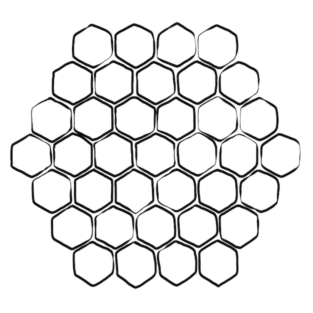 Vektor honigkamm propolis doodle handgezeichnete wabenstruktur honigpollen wachs pergament und biene