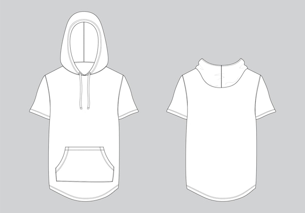 Hoodie technische mode flache skizze vektor illustration vorlage