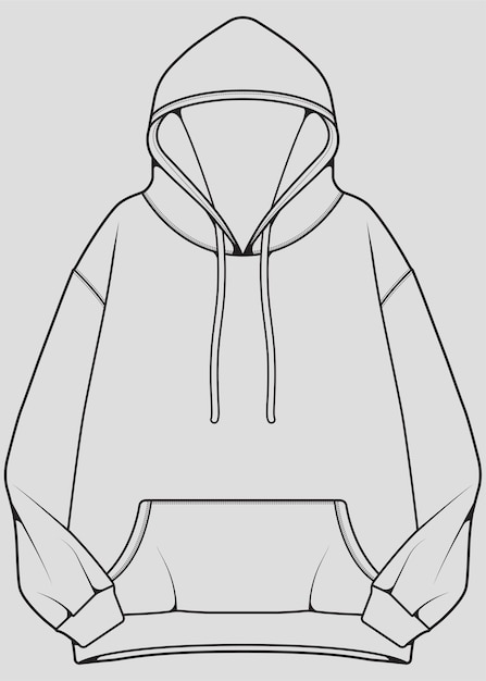 Hoodie übergroße umrisszeichnung vektor-hoodie übergroß in einer skizze styletrainers vorlage umriss