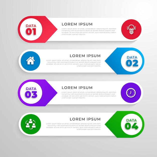 Vektor horizont runde form 4 schritte business infografik design 6