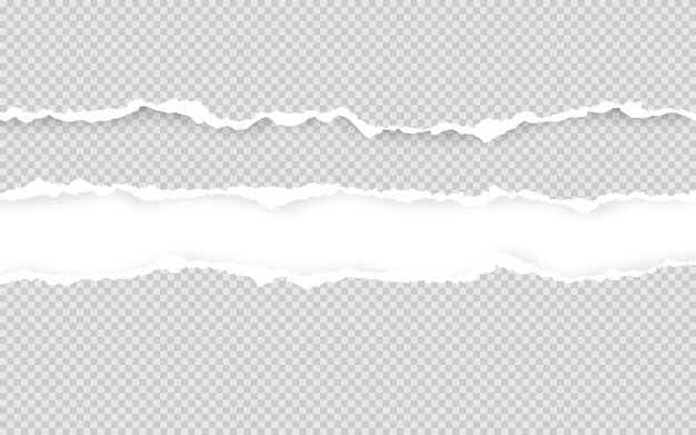 Horizontal zerrissene Papierkante.