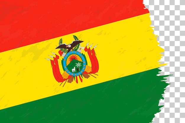 Horizontale abstrakte grunge gebürstete flagge boliviens auf transparentem gitter