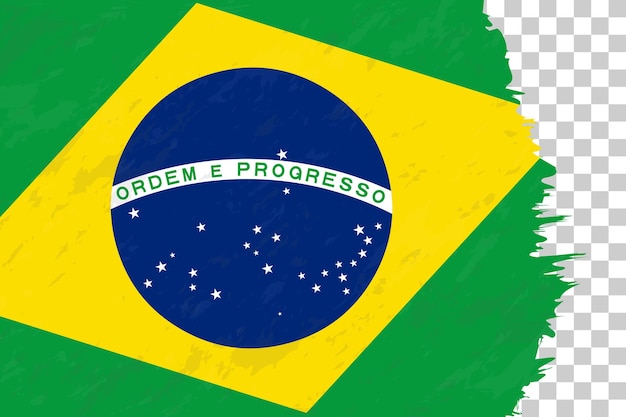 Vektor horizontale abstrakte grunge gebürstete flagge brasiliens auf transparentem raster