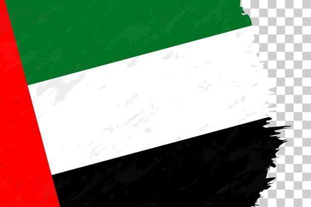 Horizontale abstrakte grunge gebürstete flagge der vereinigten arabischen emirate auf transparentem gitter