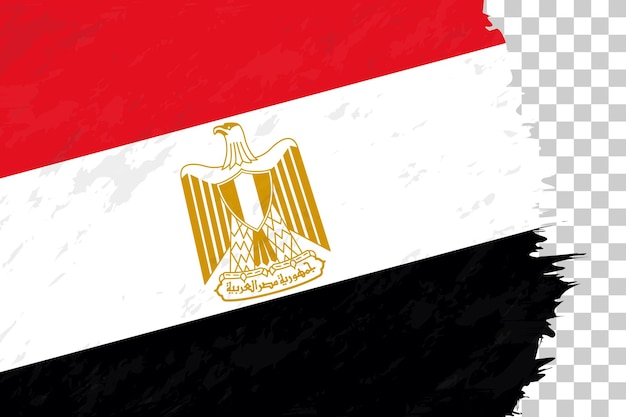 Horizontale abstrakte Grunge gebürstete Flagge Ägyptens auf transparentem Gitter
