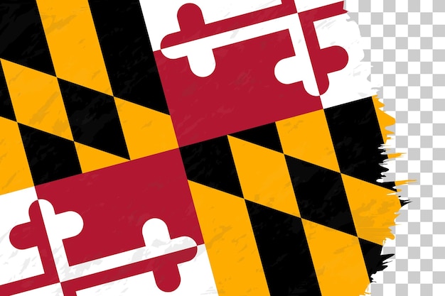 Horizontale abstrakte Grunge gebürstete Flagge von Maryland auf transparentem Gitter