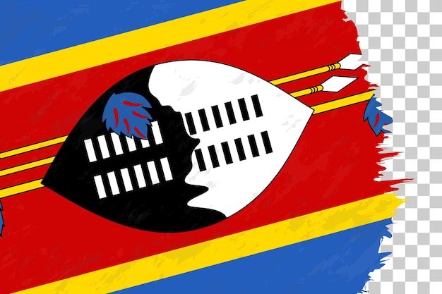 Horizontale abstrakte Grunge gebürstete Flagge von Swasiland auf transparentem Gitter