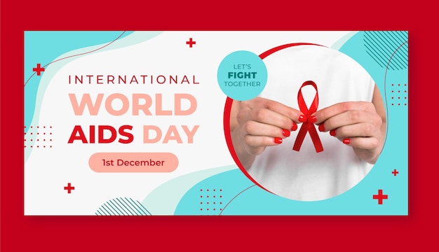 Horizontale Banner-Vorlage für den flachen Welt-Aids-Tag