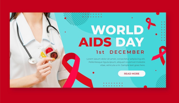 Horizontale Banner-Vorlage für den flachen Welt-Aids-Tag