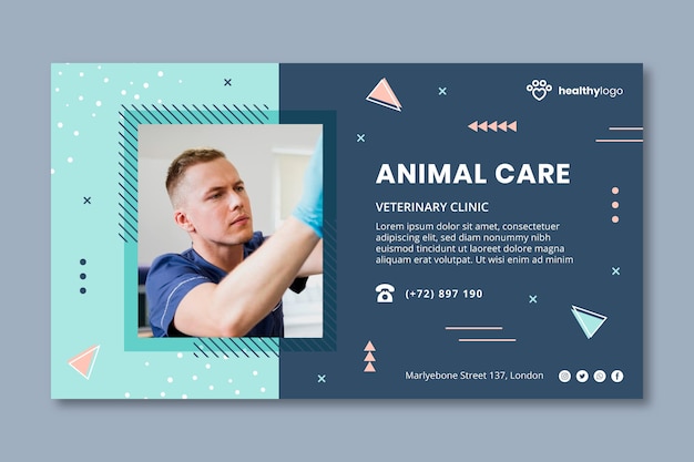 Vektor horizontale banner-vorlage für veterinärmedizin