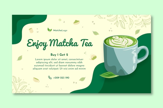 Horizontale Bannerschablone Matcha Tee