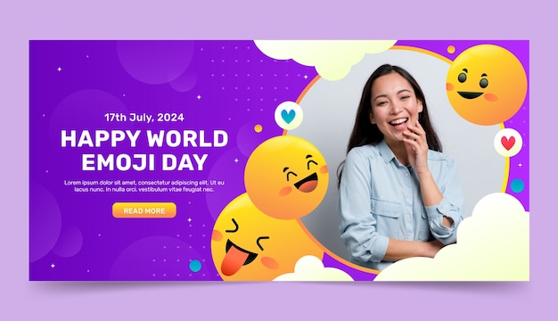 Horizontale Bannervorlage für die Feier des Welt-Emoji-Tages