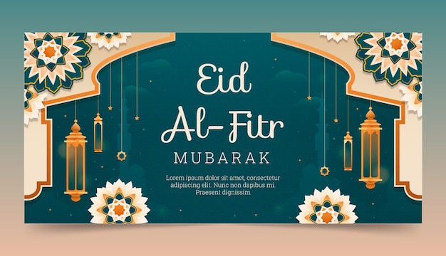 Horizontale Bannervorlage für die islamische Feier des Eid al-Fitr