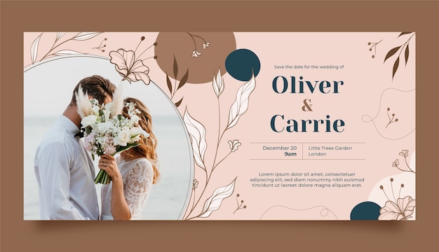 Horizontale Bannervorlage für Ehe und Hochzeit