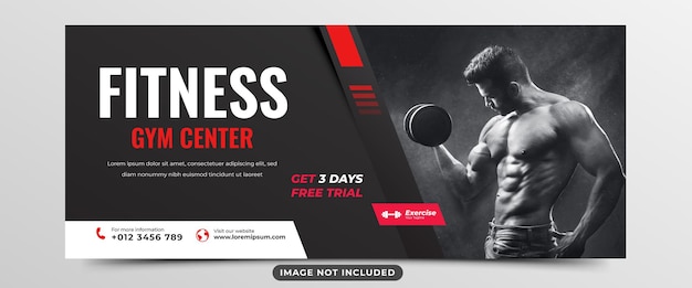 Horizontale Bannervorlage für Fitness und Fitnessstudio