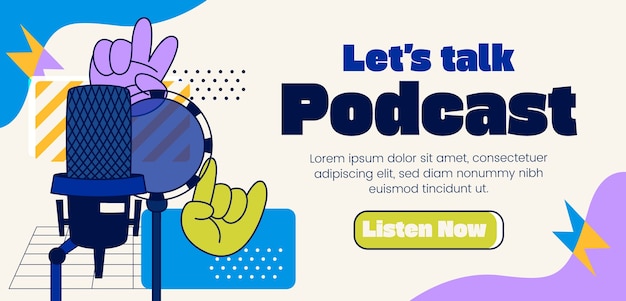 Horizontale Bannervorlage für Podcast-Inhalte