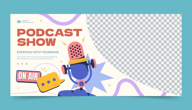 Horizontale Bannervorlage für Podcast-Inhalte