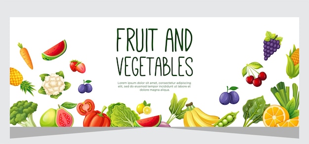 Horizontale Bannervorlage für Vegetarier und Obst