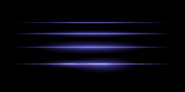 Horizontale lila Lichtstreifen Satz Dünne leuchtende Linien weiße Beleuchtung futuristische Lichteffekte abstraktes Design minimaler Glanz dekorative Elemente glatte Gradienten moderne Visuals