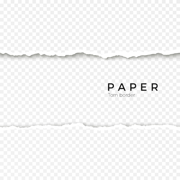 Horizontale nahtlose zerrissene Papierkante. Grob gebrochener Rand des Papierstreifens. Illustration auf transparentem Hintergrund
