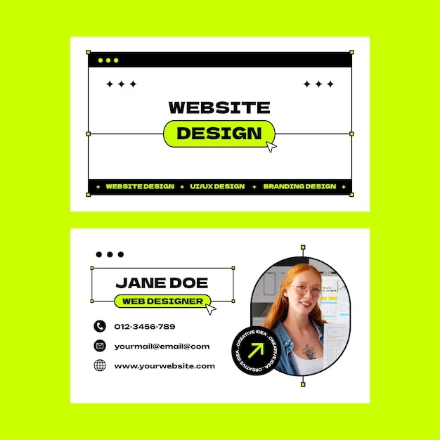 Horizontale Visitenkarte des flachen Designwebdesigners