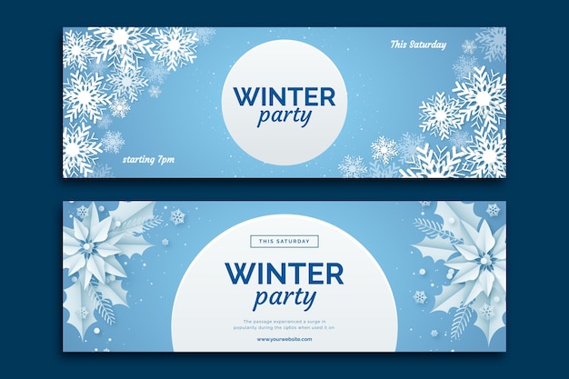 Vektor horizontales banner der realistischen winterparty