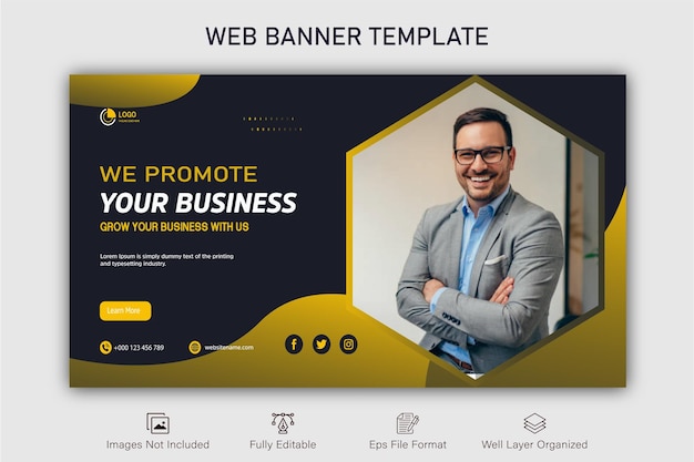 Horizontales Banner-Template-Design für Business-Webinare.