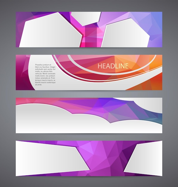 Vektor horizontales web-banner-dreieck-mosaik-hintergrund-set template01