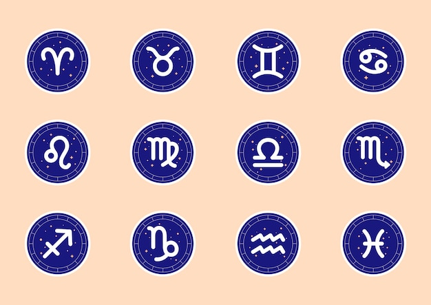 Vektor horoskopelemente sternzeichen für astrologiehoroskop astrologische kalendersammlung