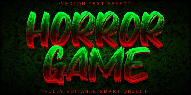 Vektor horror-spiel-vektor vollständig bearbeitbare smart-objekt-text-effekt