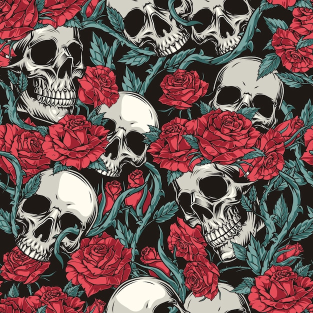 Horrorblumen mit bunten, nahtlosen Mustern