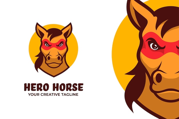 Horse hero superpower logo maskottchen vorlage