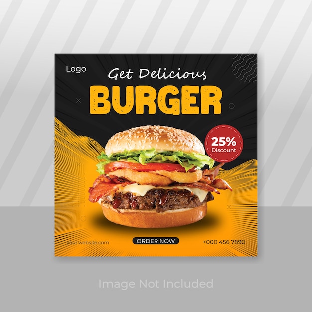 Vektor hot-burger-social-media-poster