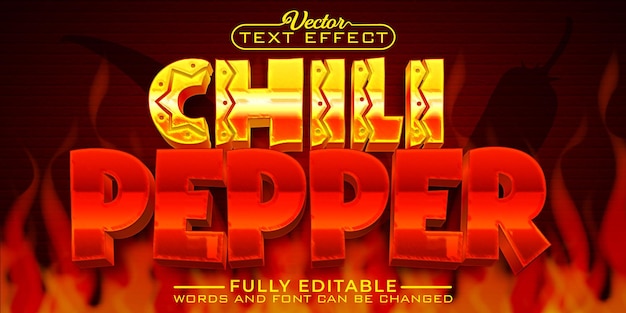 Hot chili pepper vektor editierbare texteffektvorlage