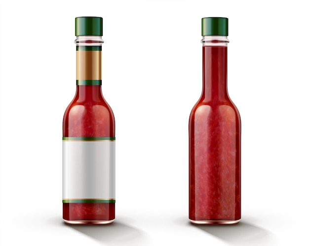 Hot-chili-sauce-flasche mit leerem etikett in 3d