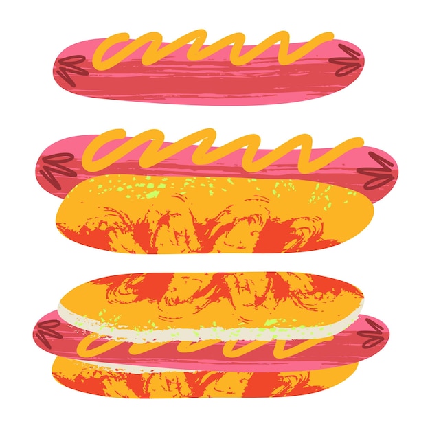 Hot dog fast food wurst in einem brötchen vektor-illustration
