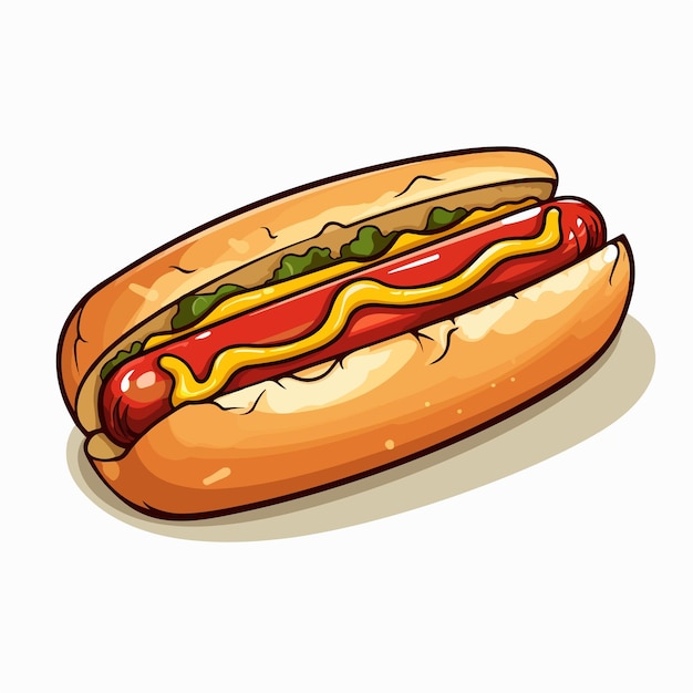 Vektor hot-dog-flat-vektor-illustration hot-dogg-handzeichnung isolierte vektor-illustration