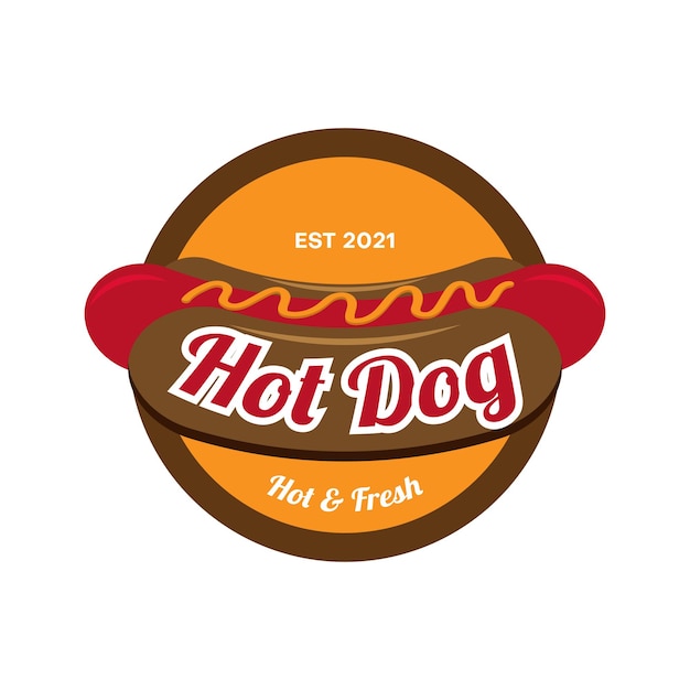 Hot dog heißer und frischer logo-design-vektor