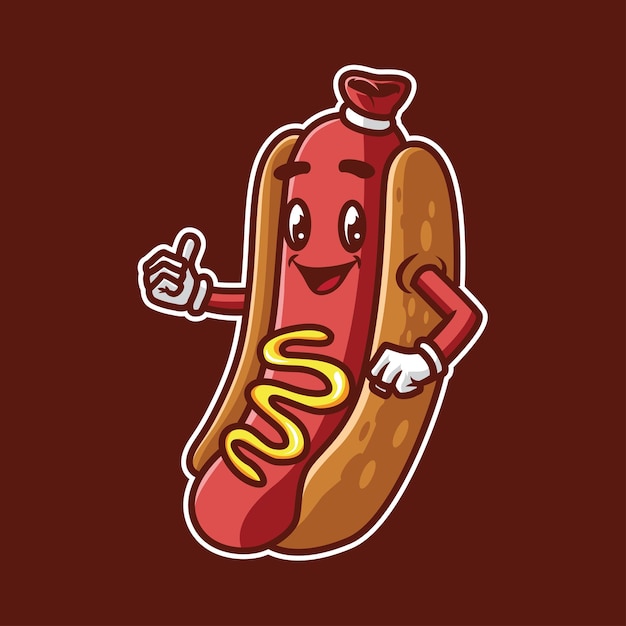 Hot-Dog-Maskottchen-Logo-Vektor-Illustration