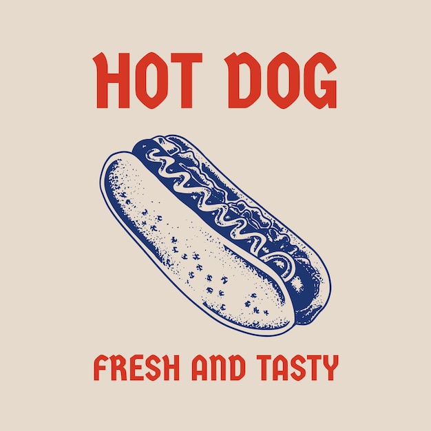 Vektor hot dog mit stippling-stil