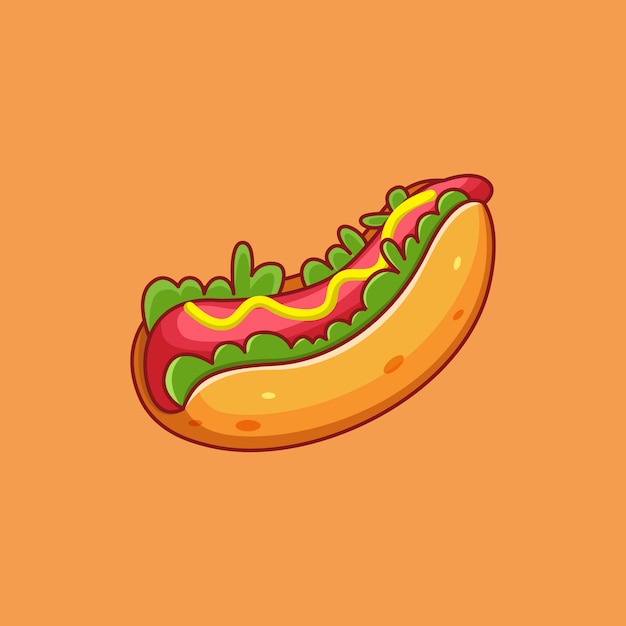 Hot dog-symbol. fast-food-sammlung. isolierte lebensmittelikone