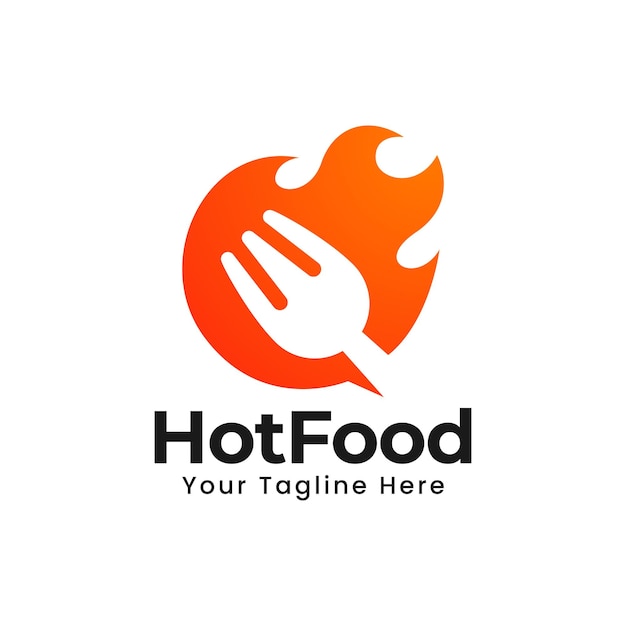 Vektor hot fork fire flame food, würziger pfeffer chili grill logo vorlage vektordesign