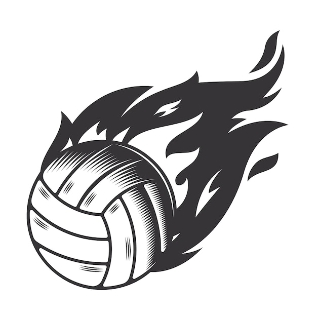 Hot Volleyball Feuer Logo Silhouette Volleyball Grafikdesign Logos oder Symbole VektorillustrationxD