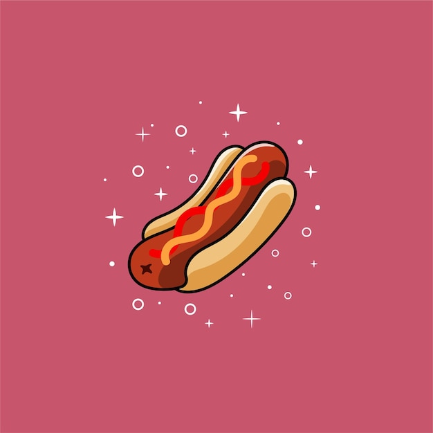 Hotdog mit funkelnder sternkarikatur