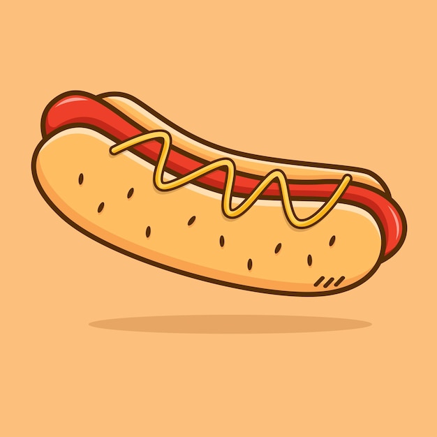Vektor hotdog mit wurst und mayonnaise