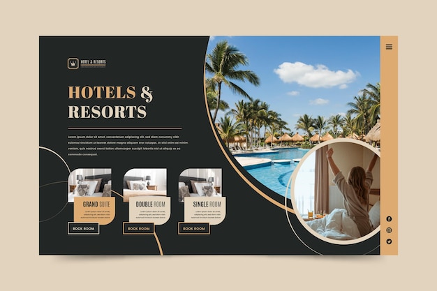 Vektor hotel landing page mit foto