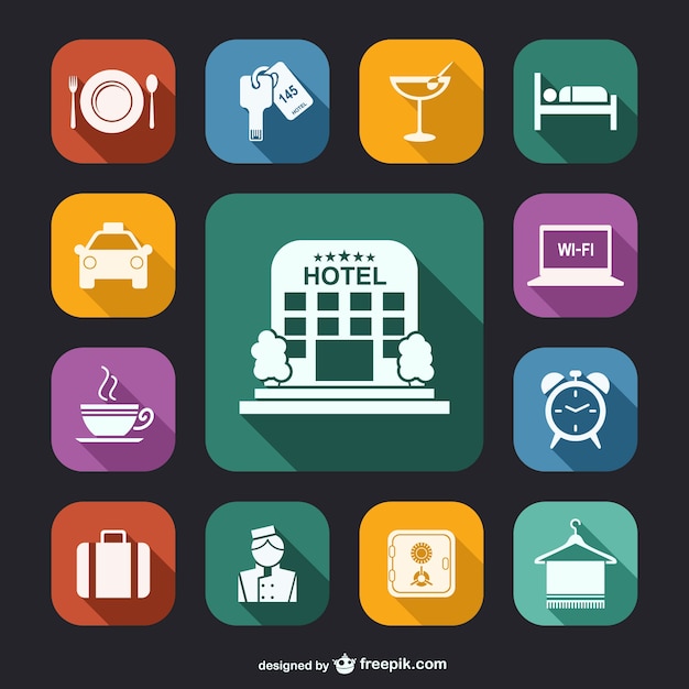 Vektor hotel white icons pack