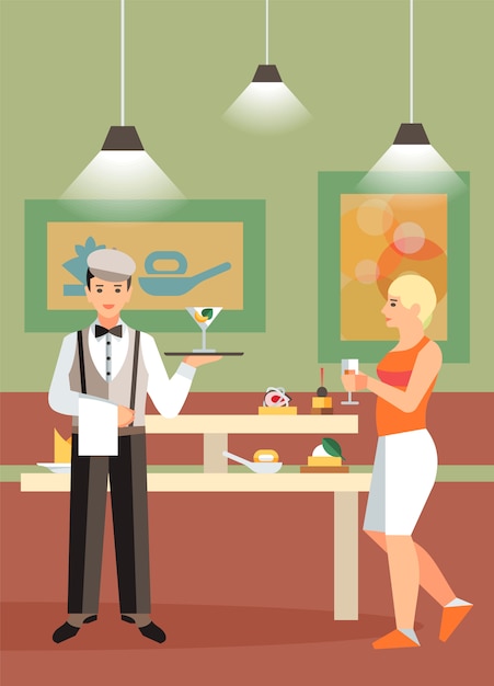 Hotelbuffet, restaurant-flache vektor-illustration