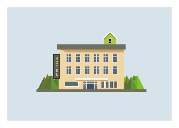 Hotelgebäude Einfache flache Illustration