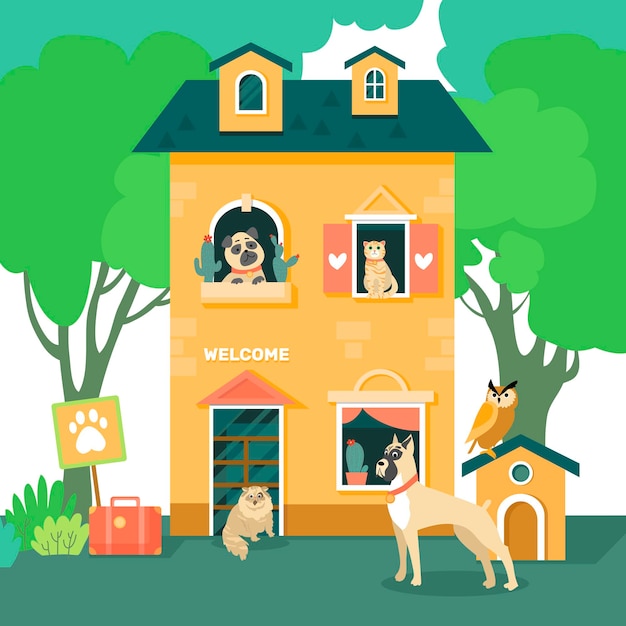 Hotelkonzept für Tierillustration